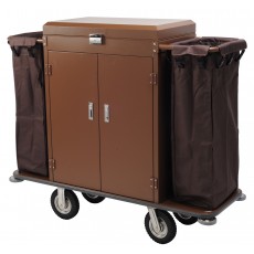 Housekeeping Cart Hotel Utility Serving Cart with 2 Removable Caddies